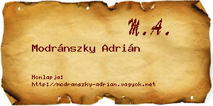 Modránszky Adrián névjegykártya